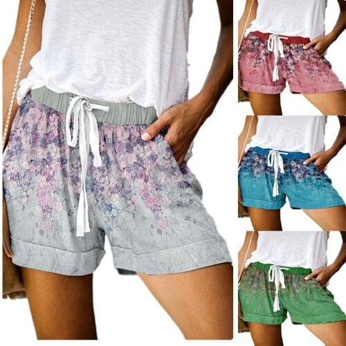 Plus Size 5XL 2021 Summer Wide-leg Shorts Women Clothes Print Lace-up Casual Short Pants Sport Lady Elastic Waist Outdoor Short