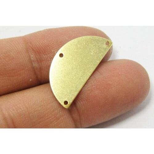 30pcs Brass earrings charm connectors 25x12.5mm Half moon Raw brass earrings findings 3 holes -R067