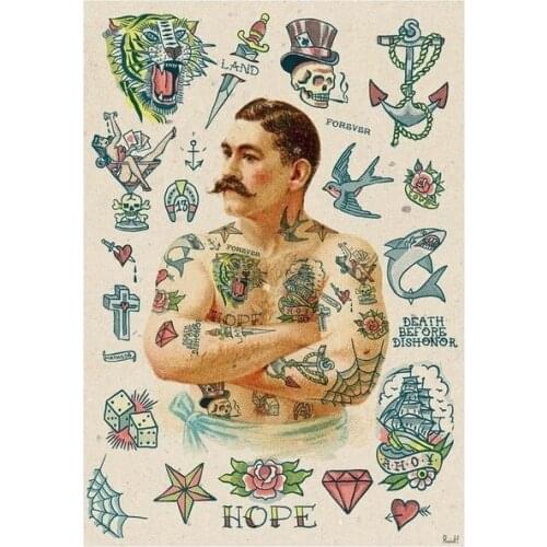 Old School Tattoo Vintage Retro Metal Tin Sign Poster Wall Plaque