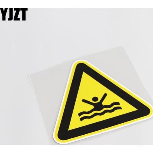 YJZT 13.7CM*12CM Warning Signs Danger Of Swimmin Car Sticker Decal PVC Decoration Accessories 13-0142