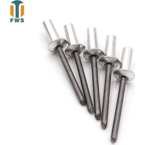 50 PCS M4.8 8-18mm DIN EN ISO 15973 GB /T 12615.1 Aluminum Steel Closed End Blind Rivets With Break Pull Mandrel Protruding Head