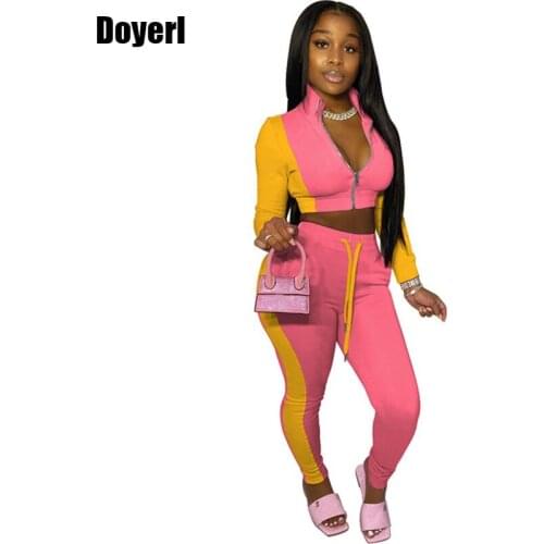 Contrast Color Tracksuits Women Set Autumn Streetwear Two Piece Set Top and Pants Matching Sets for Women 2 Piece Sweat Suits