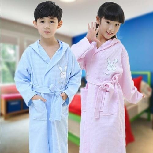 Winter Children Hooded Bathrobe Towel Boys Girls Cotton Lovely Robes Dressing Gown Kids Homewear Sleepwear with Belts