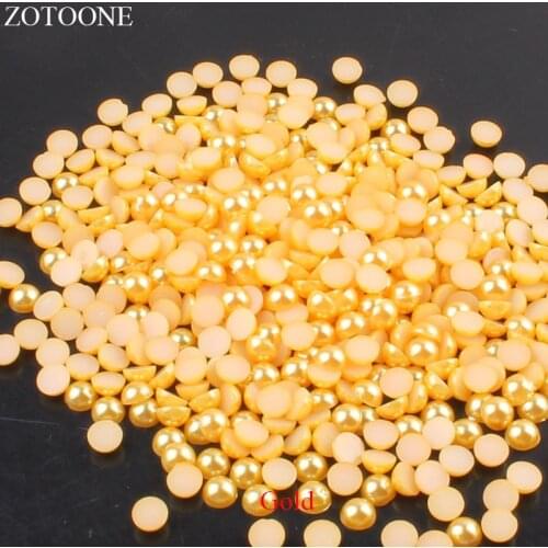 ZOTOONE 1000Pcs 2-5mm Flatback Rhinestones DIY Phone Nail Art ABS Gold Pearl Beads Round Spacer Beads For Jewelry Accessories E