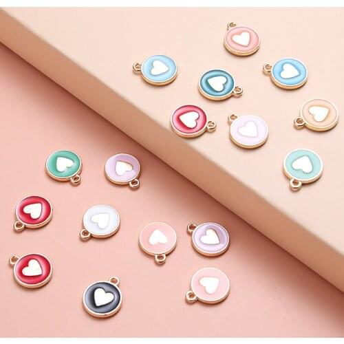 10 Pcs Heart Charms Pendant Enamel Charms Bracelet For Jewelry Making Handmade Craft Accessories