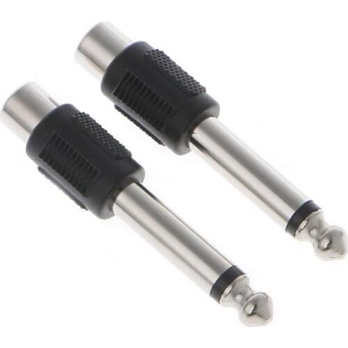 10 Pcs RCA Female Jack To 6.35mm 1/4" Male Mono Plug Audio Adapter Connector