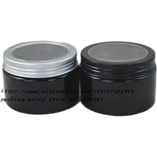 120G black PET bottle/jar/pot with window lid inner lid included for essence/mask gel/cream/moisturizer/wax/packing
