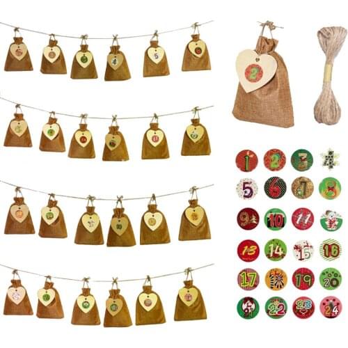 24 Days Advent Christmas Calendar Gift Bag DIY Felt Countdown Calendar Garland Date New Year Christmas Decoration Candy Gift Bag