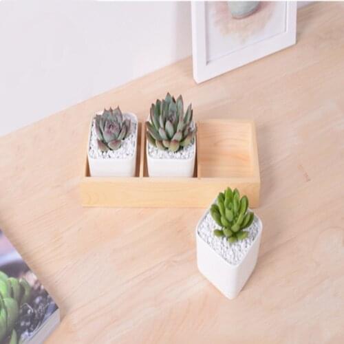 3 Grid Flower Pot Box Wooden Plant Fleshy Flower Pot Box Tray Containers Cactus Planter Flower Bamboo Tray Holder Stand