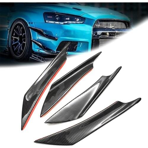 4Pcs Carbon Fiber Car Bumper Fin Canard Splitter Diffuser Spoiler Air knife