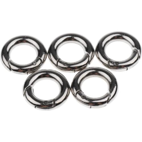 5 Pieces Metal Round Carabiner Sping Loaded Snap Clip Hooks Key Ring Backpack Bag Buckles 15mm-49mm