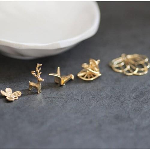 6pcs Korea Copper Thousand Paper Crane Butterfly Deer Earrings For Women Animal Pendant Diy Handmade Jewelry Accessories