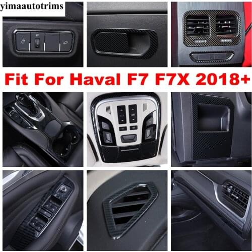 Stainless Steel Accessories For Haval F7 F7X 2018 - 2021 Head Light Button Glove Box Sequins Air AC Outlet Vent Cover Kit Trim