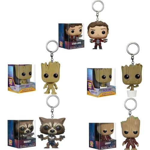 FUNKO Guardians of the Galaxy 2 Star-Lord Rocket Tree man Grootted Keychain toys for Children gift with retail box