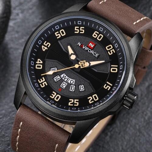 Top Brand Luxury NAVIFORCE Men Sports Watches Mens Army Military Leather Quartz Watch Male Waterproof Clock Relogio Masculino