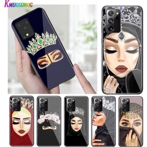 Bright Black Cover Arabic Hijab Girl Queen for Samsung S20 Ultra Plus A91 A81 A71 A51 A41 A31 A21 A21S A11 5G Phone Case