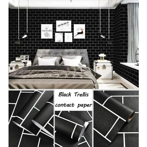 Black Brick Wall Stickers Self-adhesive Waterproof Wallpaper Decoration Household PVC Wallpaper Contact Paper Wall Decoration