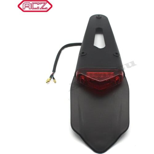 Motorcycle Rear Fender License Plate Bracket Holder With 12V LED Taillight Brake Lamp Universal For Enduro Off-Road Bike