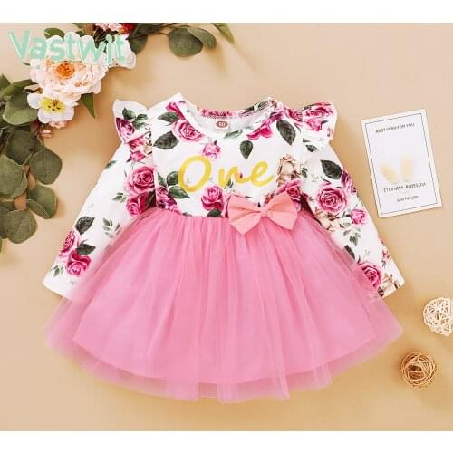 Autumn Baby Girl Floral Dress Princess 1st Birthday Party Tulle Flower Dresses Toddler Infant Girl Mesh Tutu Dress 1-4Y Clothing