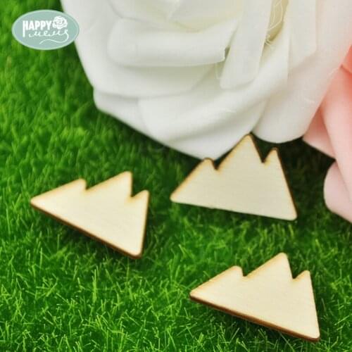 Happymems Mountain 24pcs Wood Shapes DIY Crafts Wall Sticker Wooden Shape Home Decorations Household Scrapbooking