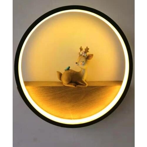 European-style personality modern minimalist creative deer lighting round living room background wall bedroom wall lamp