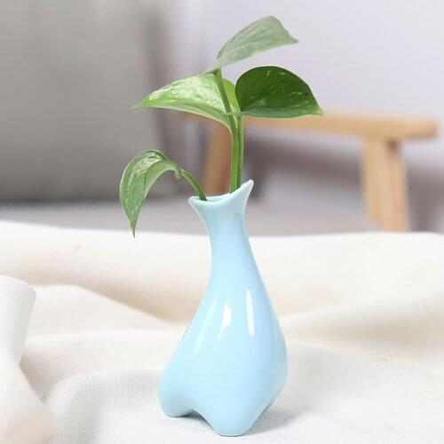 Ceramic Mini Flower Containers Candy Color Vase For Wedding Home Office Decor Ornaments Desktop Hydroponic Container 6 Colors