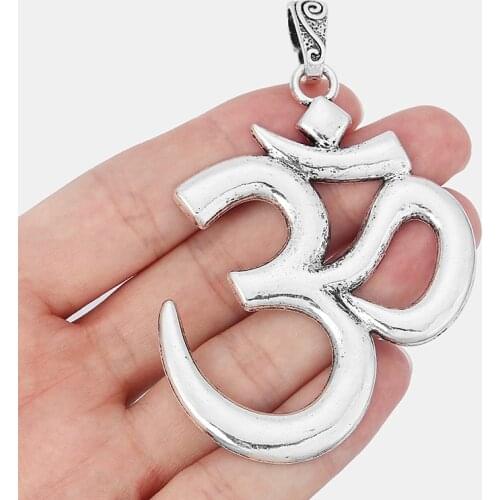 4PCS Vintage Large Metal OM AUM Symbol Yoga Charms Pendants Amulet for Necklace Findings Jewelry
