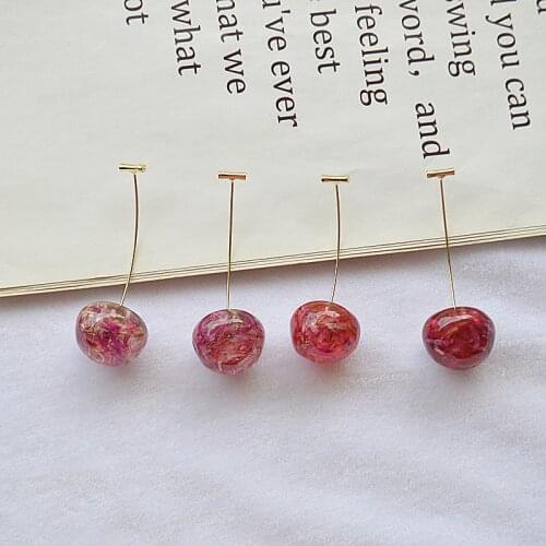 Korean Earrings Dangle New Small Resin Long Cherry Earrings Cherry Cute Girl Drop Statement Earrings Earring Jewelry for Women