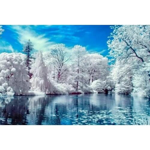 L3621 Landscape Tree Snow cross stitch Oil painting girl 11/ 14ct /16/28/27CT cotton thread embroidery DIY handmade