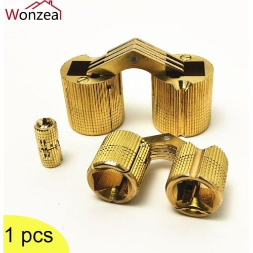 1pcs Pure Copper Barrel Hinges Concealed Cabinet Hidden Invisible Brass Door Hinges Mount Furniture Hardware Gift Box