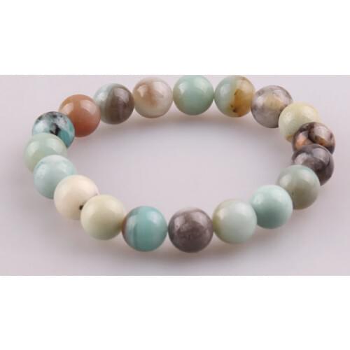 Fashion Blun Green Energy Bracelets Made By 10mm Beautiful Natural Amazonite Stone Bracelet bangle