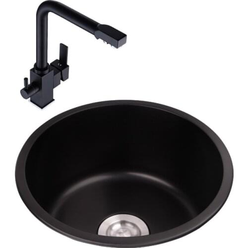 Taohe stainless steel sink single tank black nano sink round vegetable basin small family kitchen sink 4040