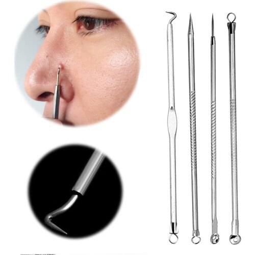 4Pcs New Nobby Pimple Acne Remover Blemish Comedone Extractor Needles Tool Set