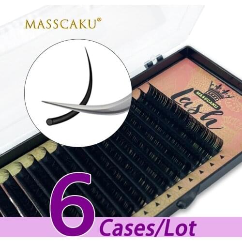 6case/lot MASSCAKU matte individual eyelash extensions faux mink classic silk lashes eyelash extension for beauty makeup