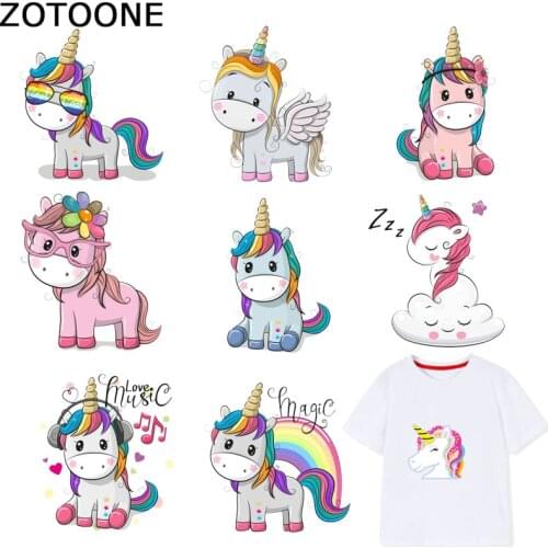 ZOTOONE Unicorn Patches Stickers for Kids Iron on Transfers for Clothes T-shirt Heat Transfer Sticker DIY Accessory Appliques F1