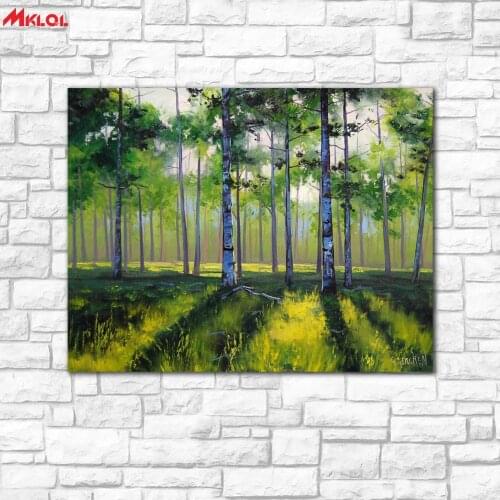 Wall Art Birch forest Scenery painting Painting For Living Room Home Decoration Oil Painting On Canvas Wall Painting no fram