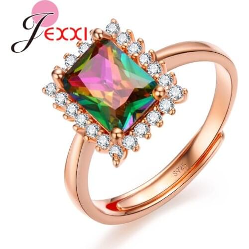 New Arrival Bijoux Luxury Shiny Prong Setting Open Rings Rose Gold Adjustable Size Luxury Gorgeous Jewelry Hot Sale