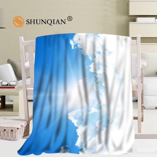 Custom Clouds Blue Sky Blanket Soft DIY Your Picture Decoration Bedroom Size 56x80Inch,50X60Inch,40X50Inch A7.10
