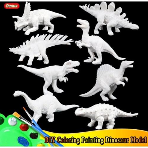 Oenux DIY Coloring 3D Painting Jurassic Dinosaur Drawing Watercolor Graffiti Action Figures Animal Model Kid Toy X-mas Gift