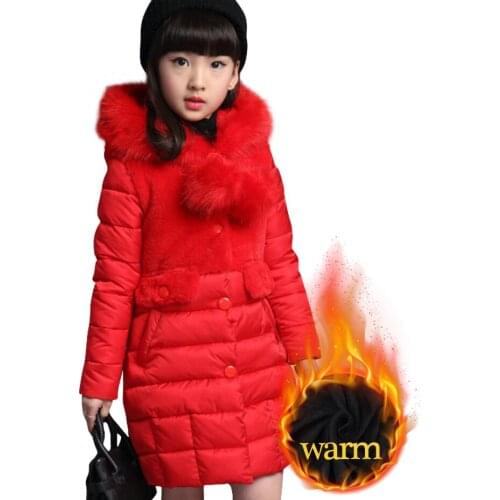 Girls Coat Fur Hoodies Thick Warm Outerwear Coat For Girls 2021 New Childrens Parka Teenage Childrens Winter Clothes