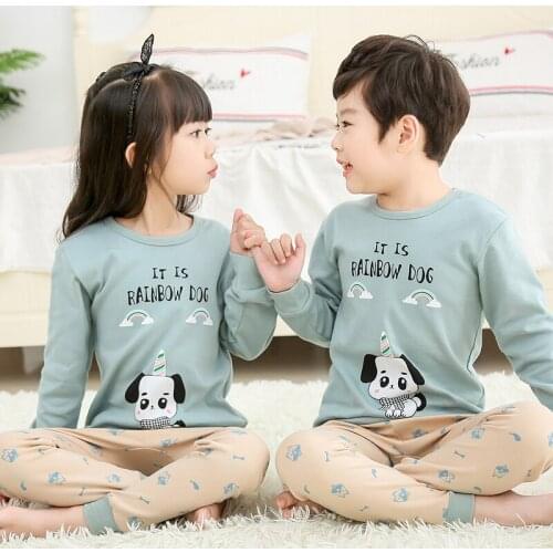 100 Cotton Boy and Girls Pajamas Sets Children Homewear Baby Night Suit Pijama Infantil Boys Sets Girls Pyjamas