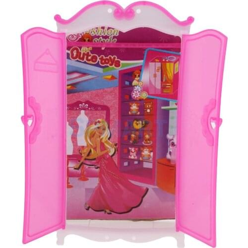 Plastic Closet Wardrobe Princess Bedroom Furniture For 30cm Dolls Accessories Dollhouse Decor Kids Girls Toy