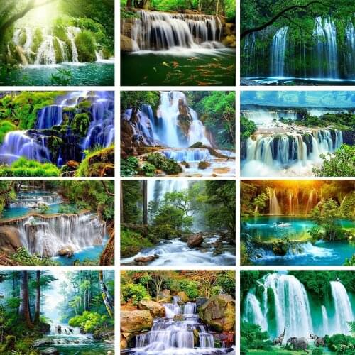 Full Square Diamond Painting 5D Landscape Waterfall Home Decoration Gift Cross Stitch Kit Rhinestone Embroidery Mosaic Picture