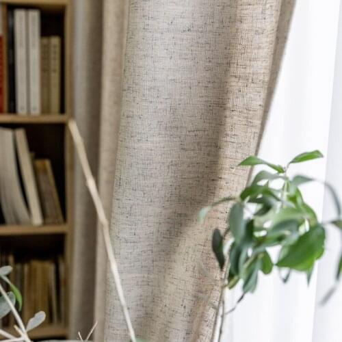 Linen semi shad curtain cloth ramie curtain Japanese Nordic style pure cotton linen curtain modern simple Chinese custom curtain