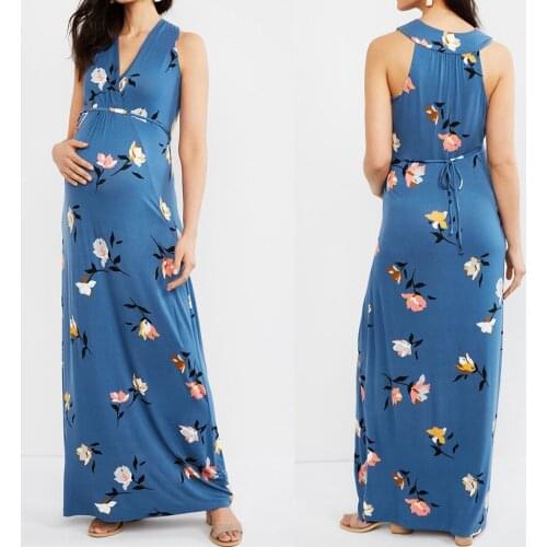 Sexy Maternity Dresses Short Sleeve Pregnancy Clothes 2020 Summer V-neck Floral Printed Dress For Pregnant Women Sundress