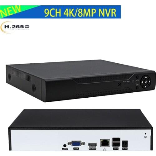 9CH 8MP CCTV NVR 9 Channel 4K H.265+ Hi3536D XMeye Audio Face Detection Onvif Max 8TB Hard disk SATA IP Network Video Recorder