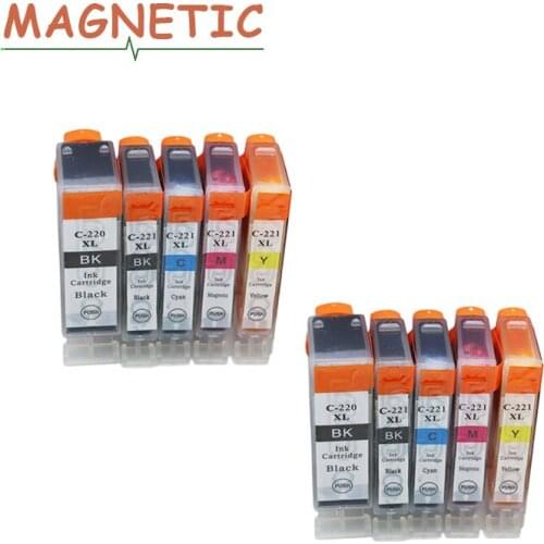 10pcs compatible ink Cartridge PGI-220 CLI-221 PGI220 PGI 220 For Canon PIXMA IP3600 IP4600 IP4700 MX860 MX870 inkjet printer