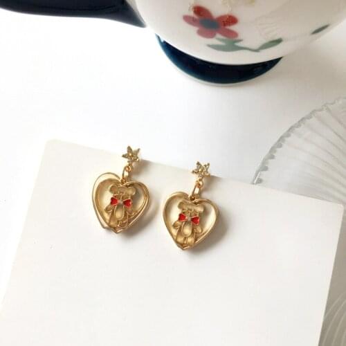 Rhinestone Star Girls Funny Designer Earrings Little Bear Cute Earings Fashion