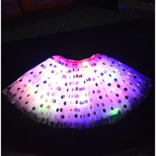 Light Glow LED Sequined Dot Girls Kids Clothes Tutu Skirt Dance Pettiskirt Party Dancing 3-12 years Christmas Halloween