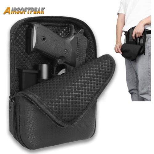 Concealed Gun Bag Tactical Pistol Holster Pouch Fanny Pack Gun Carrier Belt Pocket Handgun Protection Case with Double Belt Loop